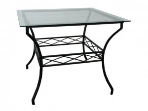 MESA VIDRO 1X1 PE TRABALHADO 